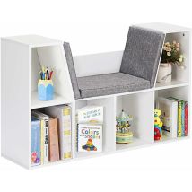 Costway - Bibliothèque,Meuble de Rangement en Bois avec 6 Compartiments et Siège pour Chambre,Salon,Bureau 102,5x29,5x63CM ( l x l x h ) Blanc