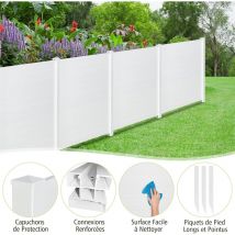 Brise-Vue pour Balcon Couverture Écran Jardin, Clôture Décorative Extensible et Autoportante, 2 Panneaux pour Jardin et Terrasse - Costway