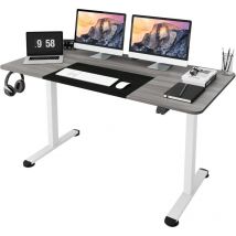 Costway - Bureau Assis Debout 70 x 140 cm, Bureau Électrique Réglable en Hauteur avec Mono-Moteur et Panneau à 2 Boutons, Table Réglable Hauteur,