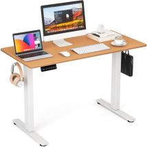 Costway - Bureau Assis Debout Électrique 120 x 60 cm, Bureau Électrique Réglable en Hauteur avec Protection Anti-Collision, 3 Hauteurs de Mémoire,