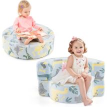 Costway - Canapé Convertible Enfant Lumineux avec Motif Dinosaure, Fauteuil Enfant Convertible en Tissu Flanelle avec Housse Lavable, Canapé