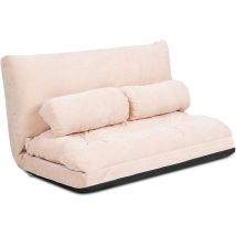 Costway - Canapé de Sol Pliable en Velours Côtelé, Canapé-Lit Convertible avec Dossier Réglable à 6 Positions, Chauffeuse Paresseuse à 2 Places avec