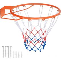 Canasta de Baloncesto Pared ø 38,5 cm, Aro Baloncesto Exterior Interior en la Puerta/Pared con Red, Marco de Acero Naranja - Costway