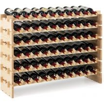 Casier à Bouteilles pour 60 Bouteilles, Étagère à Vin en Bois de Pin, Porte-Bouteilles à 6 Niveaux Modulable et Extensible, Range Bouteille Robustes