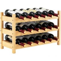 COSTWAY Casier à Vin en Bambou pour 18 Bouteilles à 3 Niveaux, Casier à Bouteilles, Étagère à Vin, Range Bouteille sur Pied, pour Cuisine,