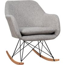 Costway - Chaise à Bascule en Bois de Hêtre Massif, Chaise Berçante avec Coussin Rembourré, Chaise d'Appoint à Bascule avec Housse en Lin, Charge 115