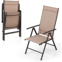 Chaise de Jardin Pliante avec Cadre Métallique, Fauteuil d'Extérieur avec Dossier Réglable sur 7 Positions, Chaise de Salle à Manger pour Patio en