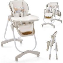 Costway - Chaise Haute Bébé Pliable, Chaise d'Alimentation Portable pour Tout-Petits avec Double Plateau, Siège Enfant avec