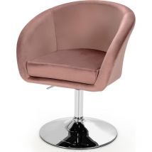 Chaise Pivotante en Velours, Fauteuil de Bureau réglable en Hauteur, Base Galvanisée Charge 125kg Rose - Costway