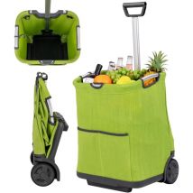 Costway - Chariot de Courses Pliable 50 l, Cadie à roulettes de Courses, 3 Poches, Poignée Rétractable, Chariot Courses à roulettes, Cadre en