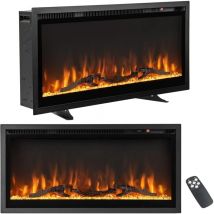 Costway - Cheminée Électrique Murale Autoportante 91,5 cm, Cheminée Chauffage 18-28°C avec 9 Couleurs de Flamme 750W/1500W, avec Télécommande et