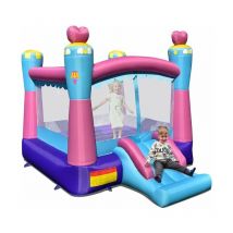 COSTWAY Château Gonflable pour Enfants avec Trampoline Toboggan Panier de Basket-ball Sac Transport,Kit de Réparation sans Gonfleur