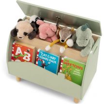 COSTWAY Coffre à Jouets Enfants en Bois avec Etagère de Présentation,Boîte de Rangement pour Jouets avec Charnière de Sécurité,Banc de Salon,Salle de