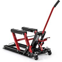 Costway - Cric Hydraulique pour Moto Capacité de 680 kg, Table Élévatrice Moto Plateforme Réglable en Hauteur sur 3 Niveaux, Support de Levage à
