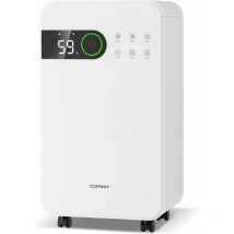 Costway - Déshumidificateur Portable 15L/Jour avec Réservoir d'Eau 2L pour Pièces jusqu'à 10-15 m², 2 Vitesses de Ventilation Minuterie 24H 3 Modes 2