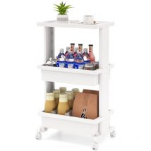 Costway - Desserte à roulettes à 3 Niveaux, Desserte Cuisine avec Roues Verrouillables, Chariot de Rangement Polyvalent pour Cuisine, Salle de Bain,