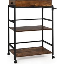 COSTWAY Desserte de Cuisine avec Plateau Amovible, Chariot de Service roulettes Verrouillables, Style Industriel, pour Bar, Cuisine, Restaurant, 73 x
