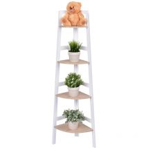 Costway - Eckregal Badregal Standregal Wandregal Regal Buecherregal Aktenregal Holzregal Dekoregal 4 Ebene