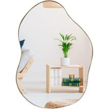 Espejo de Pared Asimétrico, Espejo de Pared Irregular con Marco de Metal y Tornillos de Expansión, Espejo de Tocador Decorativo para Entrada,