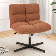 Costway - Fauteuil De Salon En Tissu Bouclette, Chaise Coiffeuse À Pieds Croisés Métal, Hauteur Réglable, Pour Salon, Chambre, Bureau, Charge 150 Kg, 