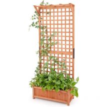 Jardinière Surélevée avec Treillis en Bois de Sapin avec Trou de Drainage, Bac à Fleurs pour Plante Grimpante Vigne, Lit de Jardin Résistance aux
