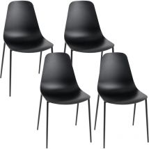 Costway - Juego de 4 Sillas de Comedor, Taburetes de Bar de Cuero con Patas de Metal, Almohadillas Antideslizantes, Juego de 4 Sillas para Comedor y