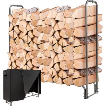 Costway - Range Bûche Extérieur avec Housse pvc Imperméable, Abri Bûche Rangement Bois 36-61cm de Long, Porte-bûches Abris Bois pour Cheminée, Poêle,
