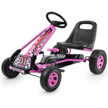 Kart à Pédales d'Extérieur pour Enfants Siège Réglable, Go-Kart Enfants avec Frein et Embrayage, pour Enfant 3-8 Ans, Capacité de Charge 30 kg (Rose)