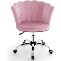 Costway - Bürostuhl aus Samt, Drehstuhl mit Rollen, höhenverstellbarer Schminkstuhl, Schreibtischstuhl, Computerstuhl, Samtstuhl für Schlafzimmer,