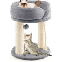 Costway - Kratzbaum Klein 4 In 1, Katzenbaum Mit Weicher Sitzflaeche & Basis & Fellknaeuel Und Sisalseil, Katzenkratzbaum Holz, Katzen Katzenmoebel 