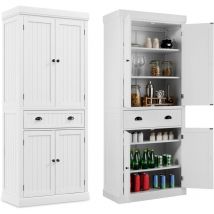 Küchenschrank 183cm, Buffetschrank aus Holz mit Verstellbarer Regalen, Türenschränken & Schublade, Hochschrank Küchenbuffet freistehend für Küche,