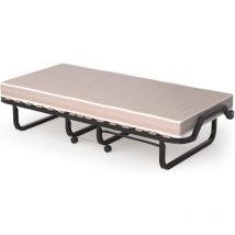 Letto Brandina Pieghevole, con Materasso in Memory Foam, Struttura Resistente e 4 Ruote Girevoli, Lettino Pieghevole per Casa Ufficio, 200 x 80 x