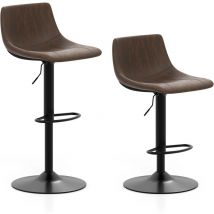 Costway - Lot de 2 Tabourets de Bar Pivotant, Chaise de Bar en Tissu Technique, Hauteur Réglable, Siège Rembourré, Résistant aux Taches, Cadre en