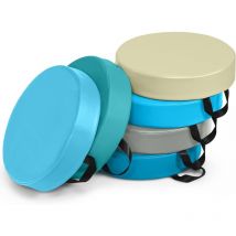 Lot de 6 Coussins de Chaise Enfant avec Poignées Portable, Coussins d'assise Rond 38 x 38CM Multicolores avec Fermeture Éclair & Surface en pu,