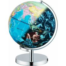Mappamondo Illuminato 3 in 1 di 29 cm con Supporto, Mappamondo Educativo con 88 Costellazioni, Decorazione da Tavolo con Luce Notturna per Casa,