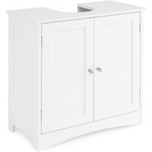 Costway - Meuble sous Lavabo, Meuble de Salle de Bain avec Placard à 2 Portes, Œillet L19 x P22 cm, Meuble sous Vasque, Meuble sous Evier Économiseur