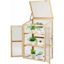 Mini Serre de Jardin 60x45x100CM Vitrages Transparents en Polycarbonate avec Etagères à 3 Niveaux pour Jardin/Balcon/Porche - Costway
