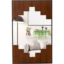 Costway - Miroir Mural Rustique 60 x 95 cm, Miroir Mural Rectangulaire Décoratif en Forme de Touches de Piano, Miroir Mural Suspendu pour Entrée,