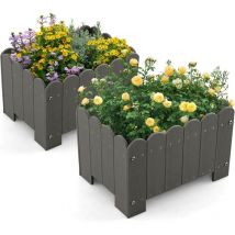 Costway - Paquete de 2 Jardineras Cuadradas, Maceteros de hdpe con Huecos de Drenaje, Verduras, Flores, Frutas, Macetas para Porche, Jardín, Balcón