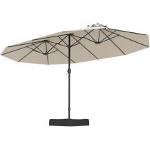 Costway - Parasol de Jardin Double 470 x 285 cm avec Base, Parasol Extérieur Extra Large avec Manivelle, 2 Sacs de Sable, 12 Baleines, Parasol Jumeau