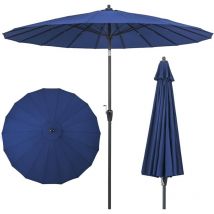 Parasol de Jardin Rond ø 265CM, Parasol avec 18 Baleines en Fibre de Verre avec Manivelle et Mécanisme d'Inclinaison, Parasol de Terrasse avec Toile