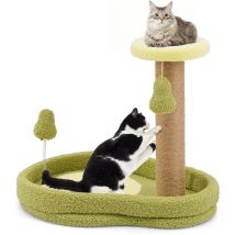 Petit Arbre a Chat 42 cm, Arbre a Chat Design, Griffoir pour Chat en Jute, 2 Plateformes, Base Antidérapante, Lit pour Chat, Thème de l'Avocat, 2