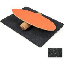 Planche d'Équilibre en Bois avec Rouleau et Tapis Antidérapant Charge 227 kg, Balance Board pour Entraînement de Skateboard Hockey Snowboard Surf