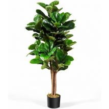 Costway - Plante Artificielle 120CM avec Pot Décoration en pp Souple, Fausse Figuier à Feuilles de Violon 118 Feuilles en peva, Décoration du Magasin