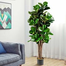 Plante Artificielle avec Pot, Figuier à Feuilles de Violon Artificiel de 1,5m - Costway