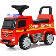 Mercedes Benz Porteur pour Enfants 12-36 Mois, Voiture de Pompiers avec Espace de Rangement, Fonction Trotteur, Sonore et Lumière, Charge Max 25KG,
