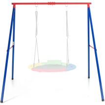 Portique de Balançoire en Métal avec Structure en a, Support de Balançoire avec Tapis Antidérapant, Charge 250kg pour Intérieur et Extérieur, 194 x