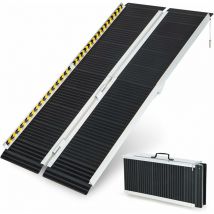 Costway - Rampe de Fauteuil Roulant en Aluminium avec Plaque de Transition, Rampe de Chargement avec Surface Antidérapante Autocollants