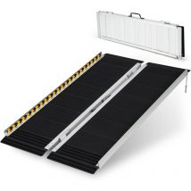 Costway - Rampe de Fauteuil Roulant en Aluminium avec Plaque de Transition, Rampe de Chargement avec Surface Antidérapante Autocollants
