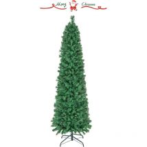 Costway - Sapin de Noël, Arbre de Noël Lumineux à Fibre Optique avec Base en Fer, Sapin de Noël Artificiel en pvc, Vert, Décoration de Noël pour